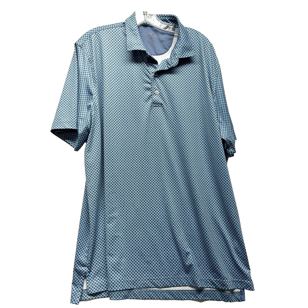 Johnnie-O Mens Blue XL Polyester Blend Polo Shirt (E7)